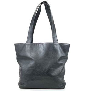 larger authentic black leather CHANEL tote bag handbag purse